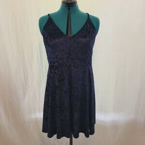 Navy Crushed Velvet Dress